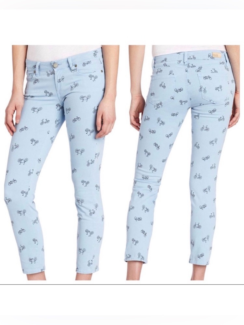 Paige Kylie Crop Retro Cruiser Bicycle Bike Light Island Blue Skinny Jeans AOP